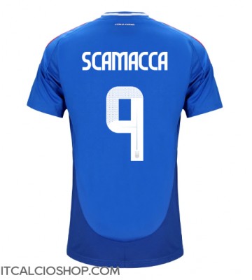 Italia Gianluca Scamacca #9 Prima Maglia Europei 2024 Manica Corta
